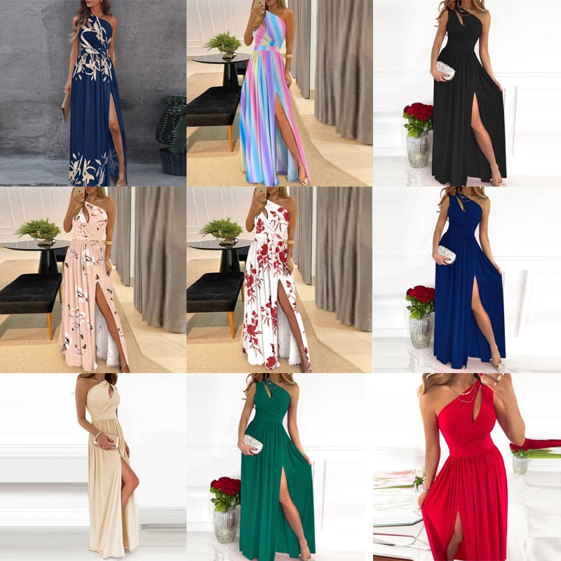 Vestido largo ajustado con hombros descubiertos para mujer, traje elegante 2023