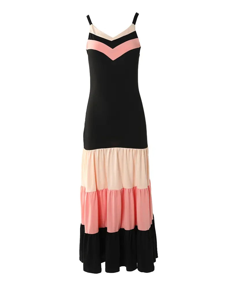 Vestido largo de verano sin mangas para mujer, traje con escote en V