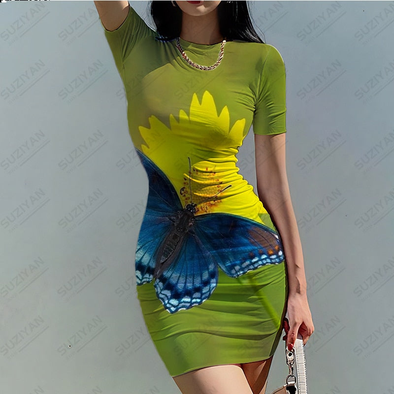 Vestido con estampado 3D de mariposa para mujer