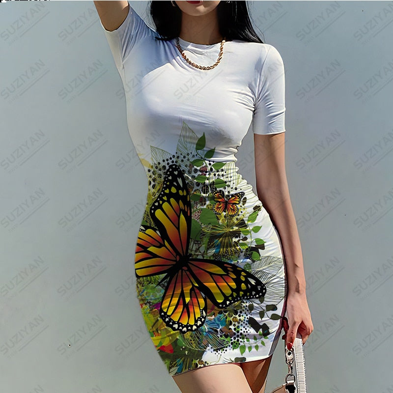 Vestido con estampado 3D de mariposa para mujer