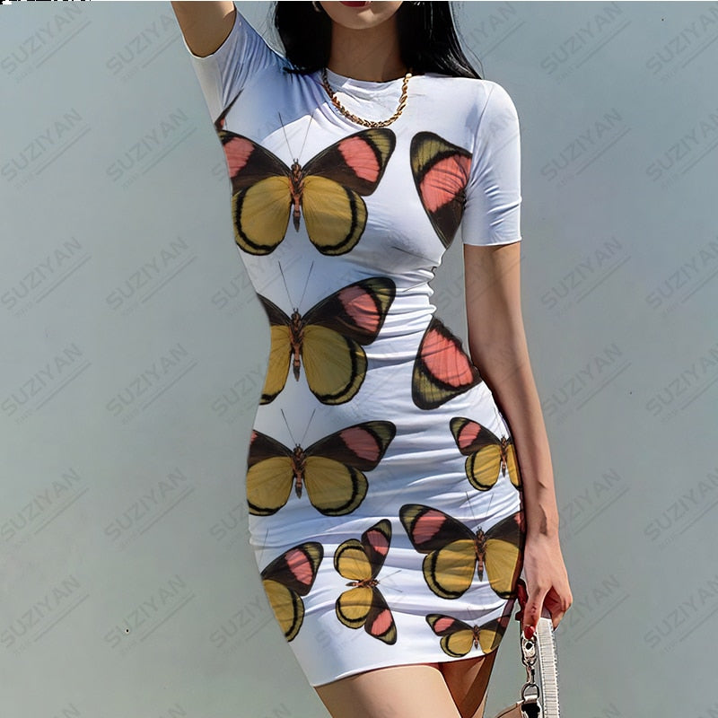 Vestido con estampado 3D de mariposa para mujer