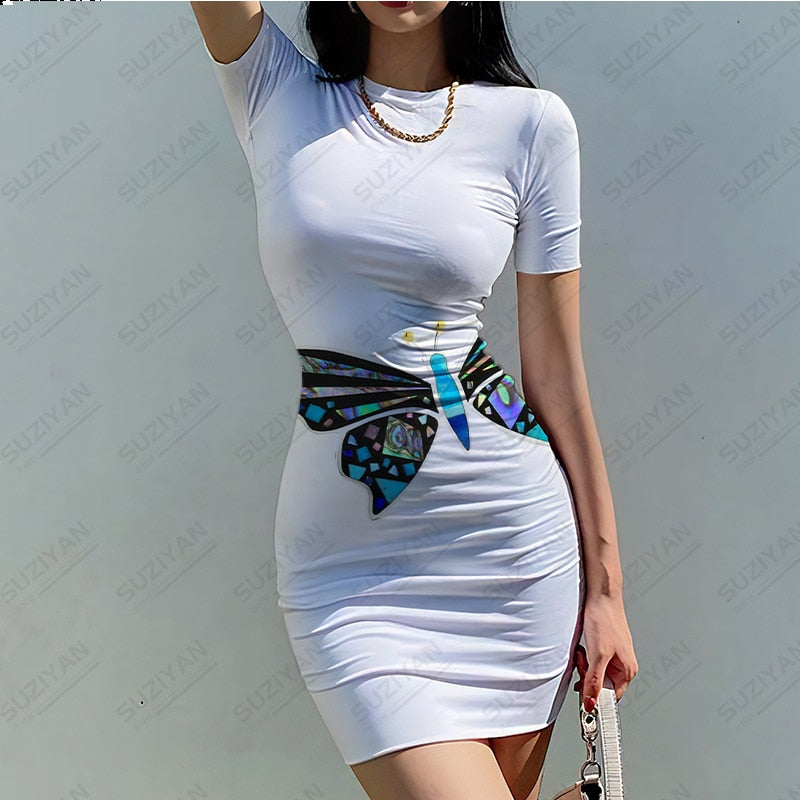 Vestido con estampado 3D de mariposa para mujer