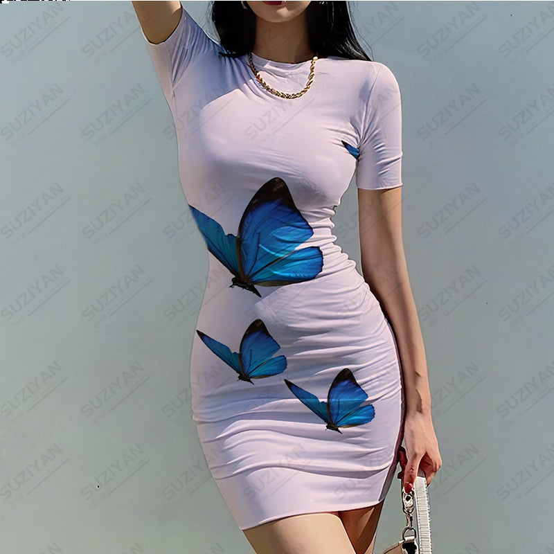 Vestido con estampado 3D de mariposa para mujer