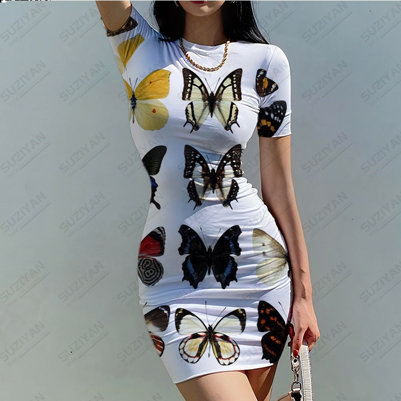 Vestido con estampado 3D de mariposa para mujer
