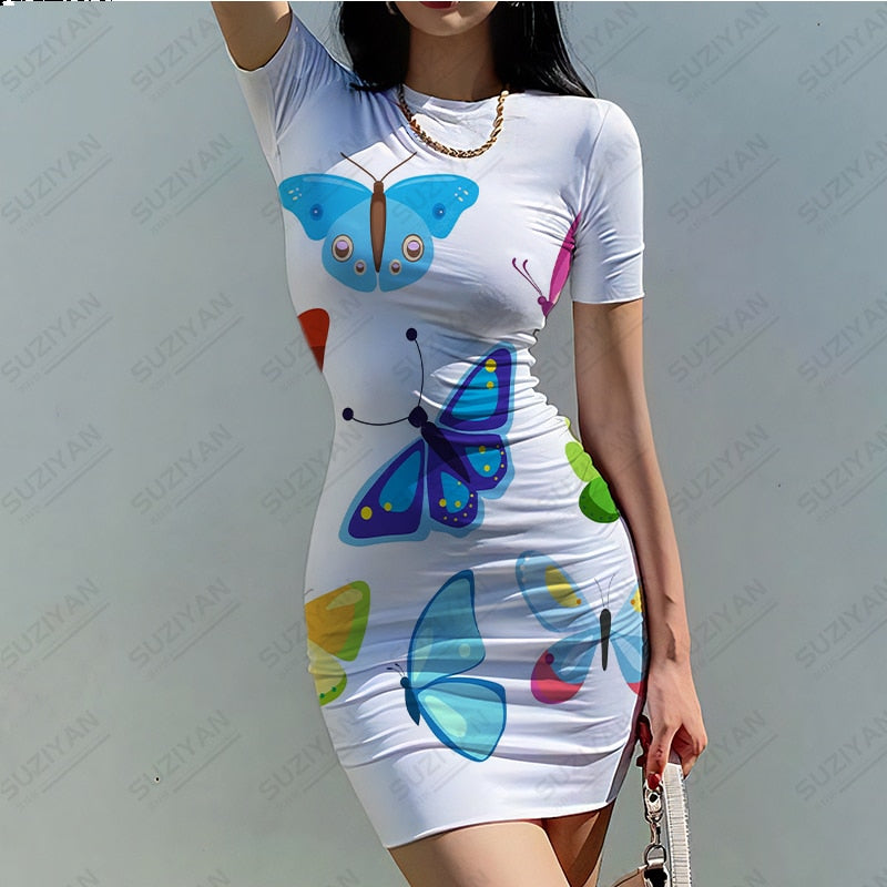 Vestido con estampado 3D de mariposa para mujer