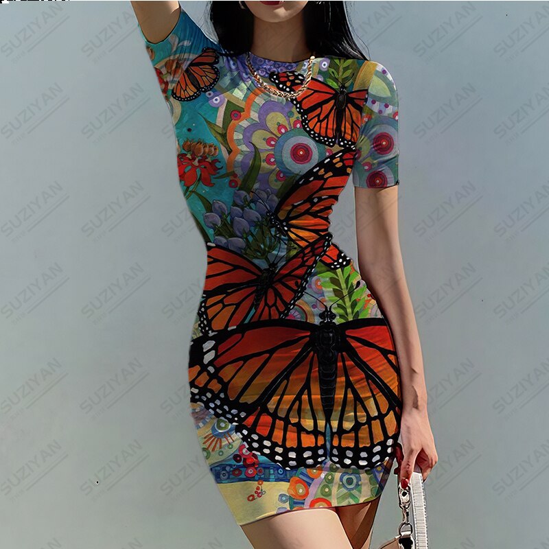 Vestido con estampado 3D de mariposa para mujer