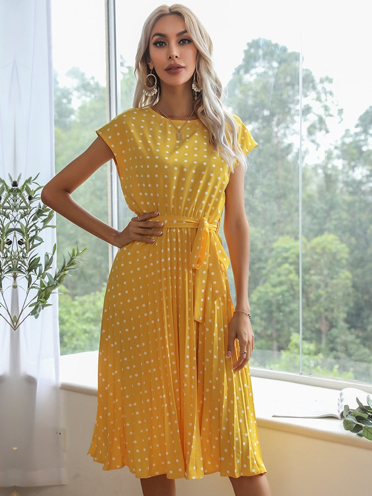 Vestido Midi de verano con estampado de lunares para mujeR