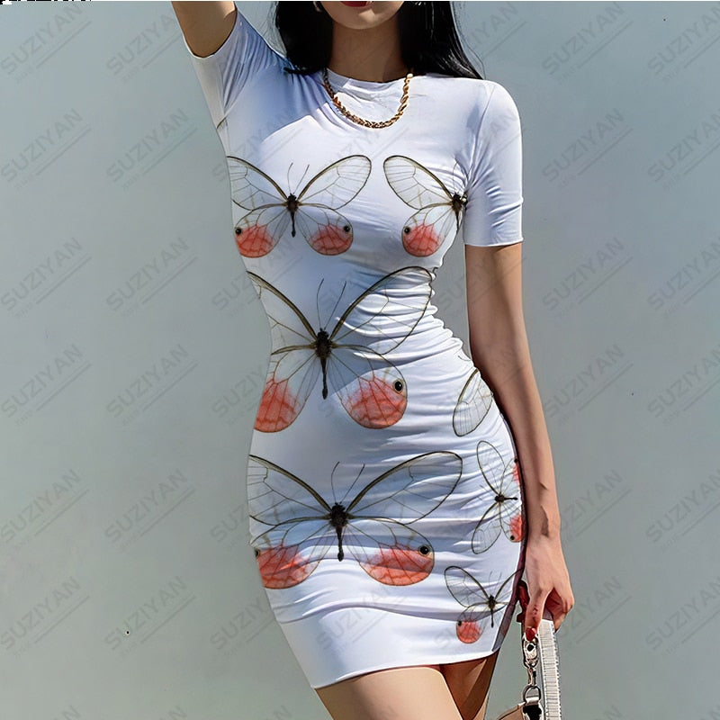 Vestido con estampado 3D de mariposa para mujer